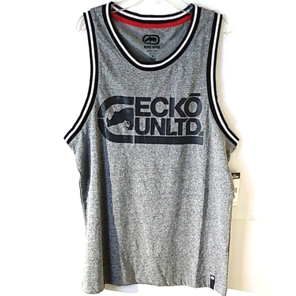 ECKO UNLTD GREY BLACK SLEEVELESS BASKETBALL WORKOUT JERSEY SIZE MEDIUM NWT - Picture 7 of 7